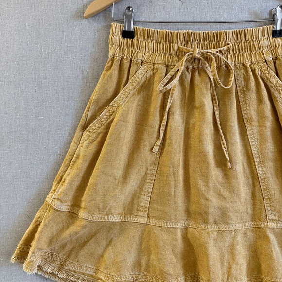 Pilcro Flounced Mini Skirt in Goldenrod Yellow Small - Picture 2 of 7